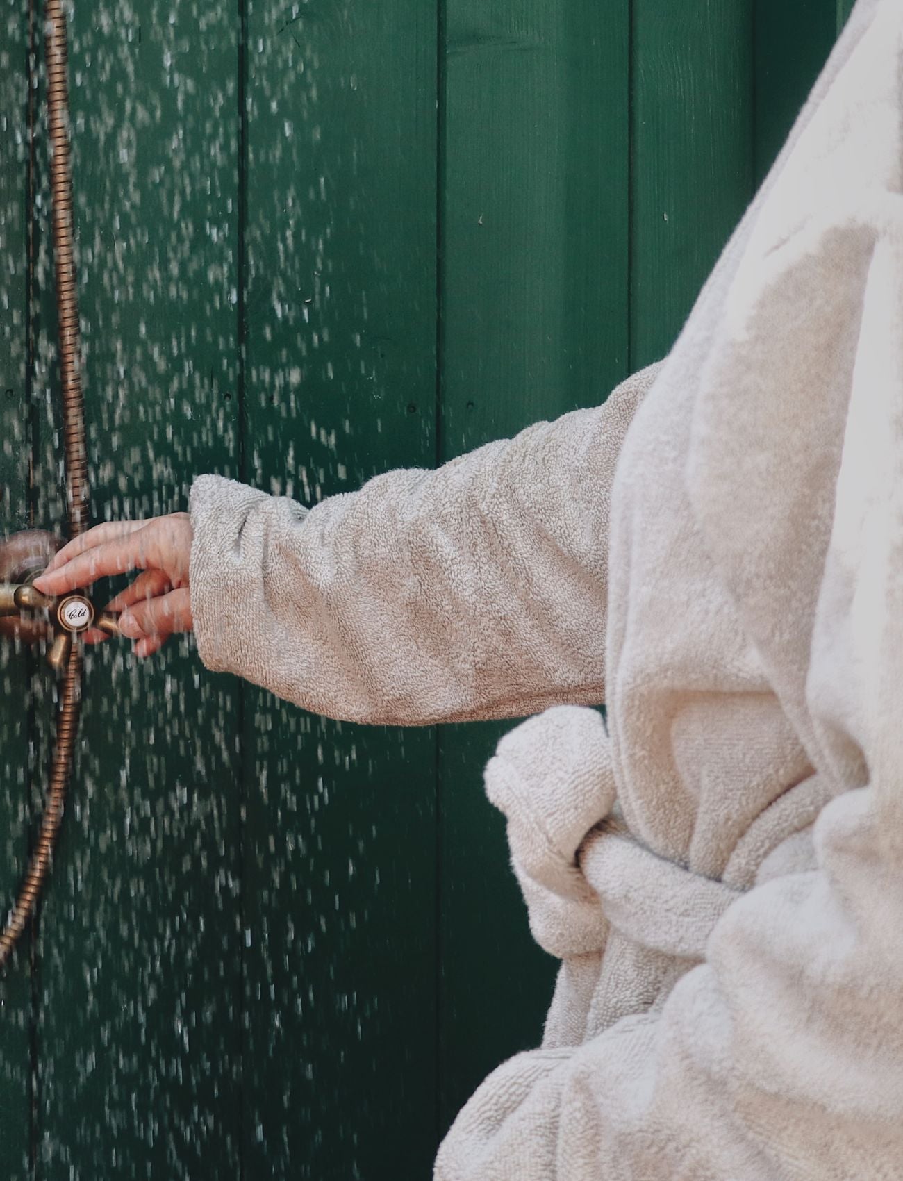 Cotton-terry Weave-knit Robe | Organic Cotton - Light Stone HUMDAKIN